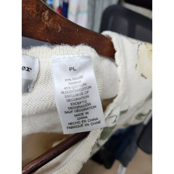 Alfred Dunner Petite Floral Knit Sweater PL Cream Short Sleeve Beaded 55% Ramie - Picture 6 of 6